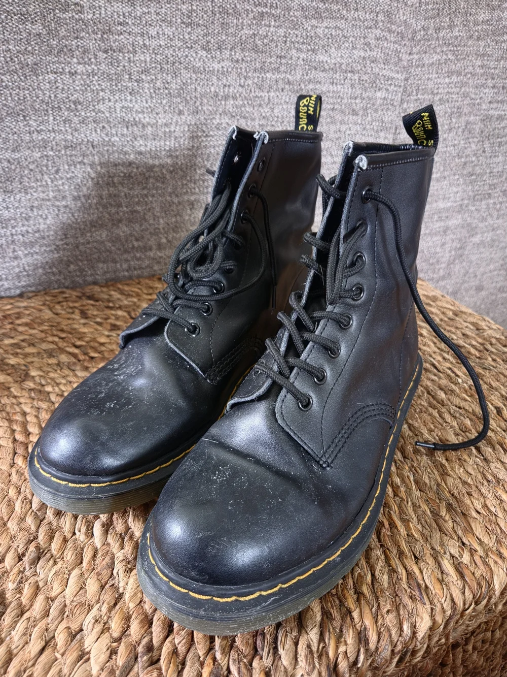 Black Leather Lace-Up Boots - Unbranded